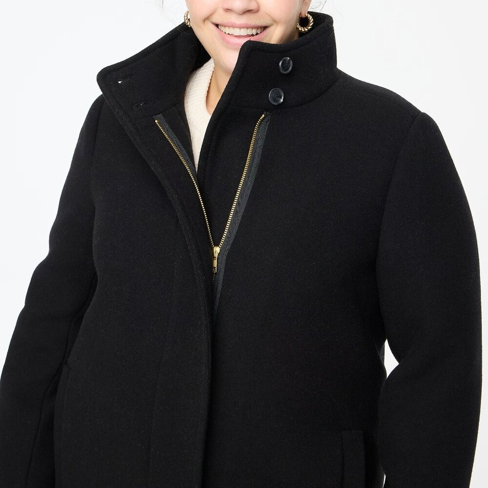 NWOT J Crew Factory City Wool Blend Coat with Button Neck - Picture 3 of 4